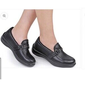 Orthofeet Chelsea Women Dress Shoes Loafers Slip On Sz 7.5 D W Wide Leather